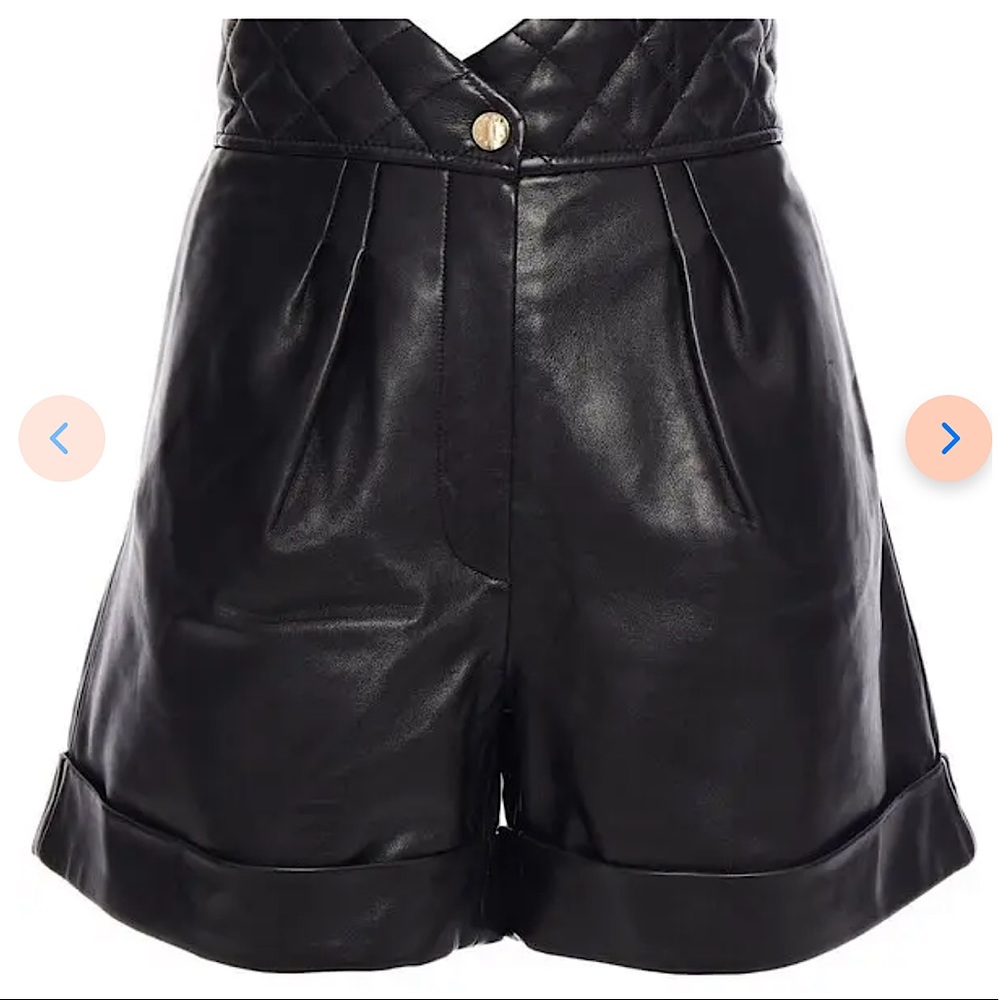 NWT Sandro Cena Quilted Leather Shorts - Size 38